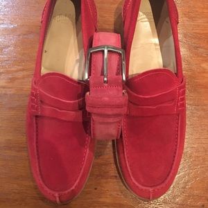 Real leather, classy red suede shoes + belt